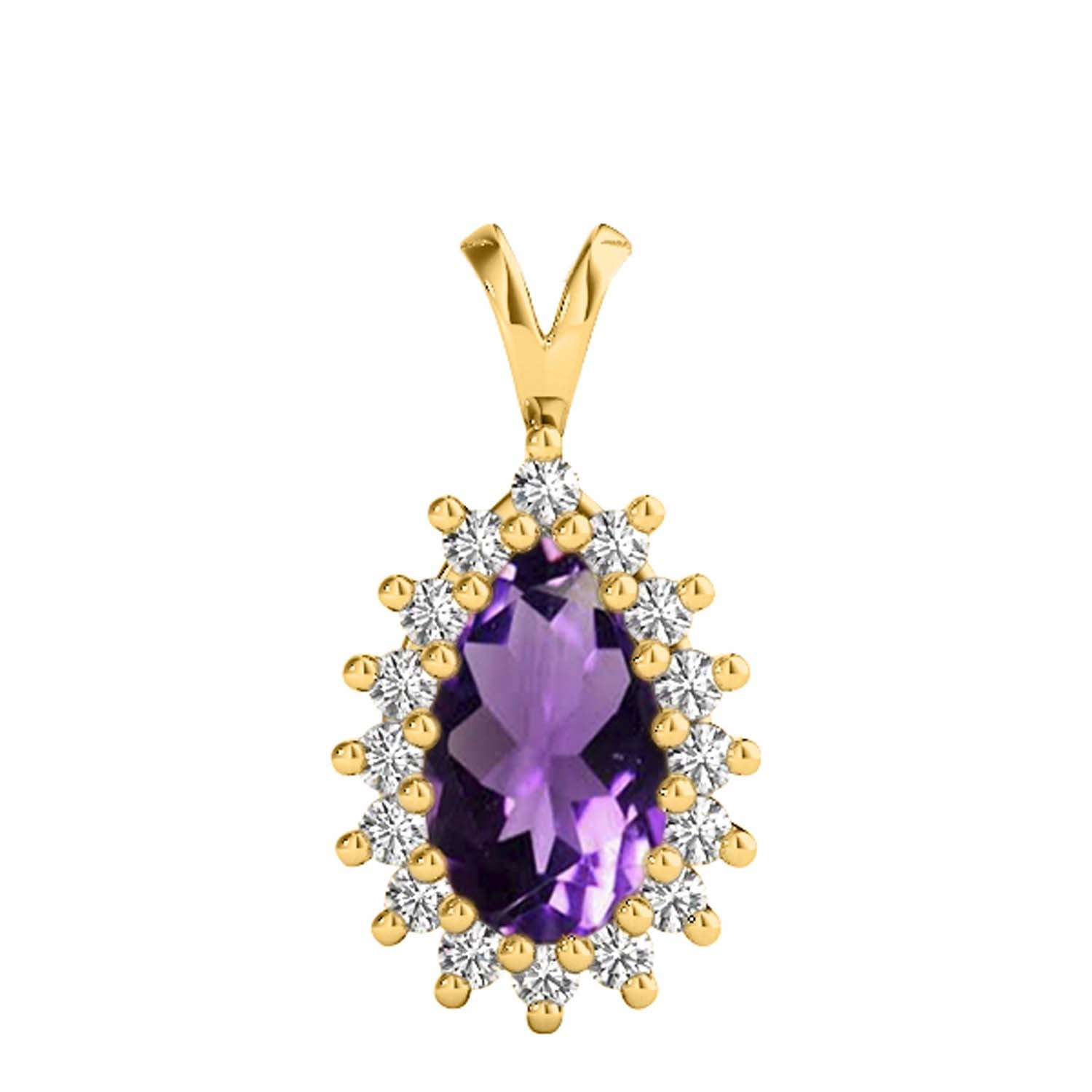 1.55 Ct Amethyst And Diamond Gemstone Pendant In 10K White & Yellow Gold With Chain