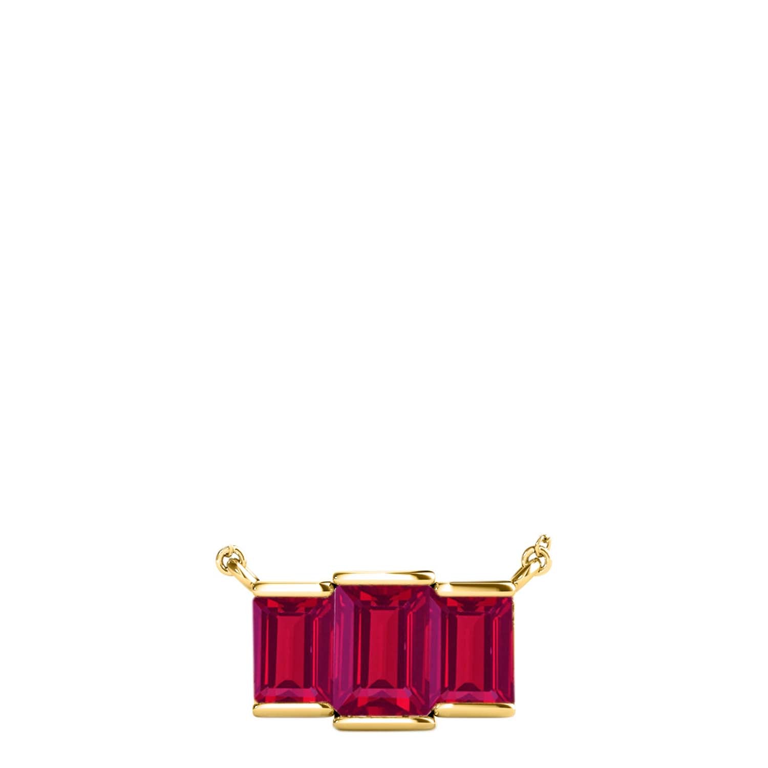 1.20 Carat Emerald Cut Ruby Gemstone Pendant In 14K White & Yellow Gold With Chain