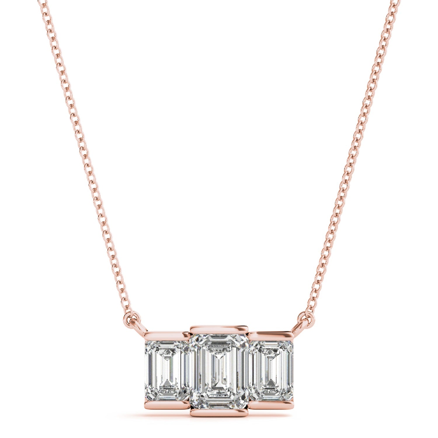 1.00 Ct FG/VVS1 Emerald Cut Diamond Pendant Necklace In 14K White Rose And Yellow Gold