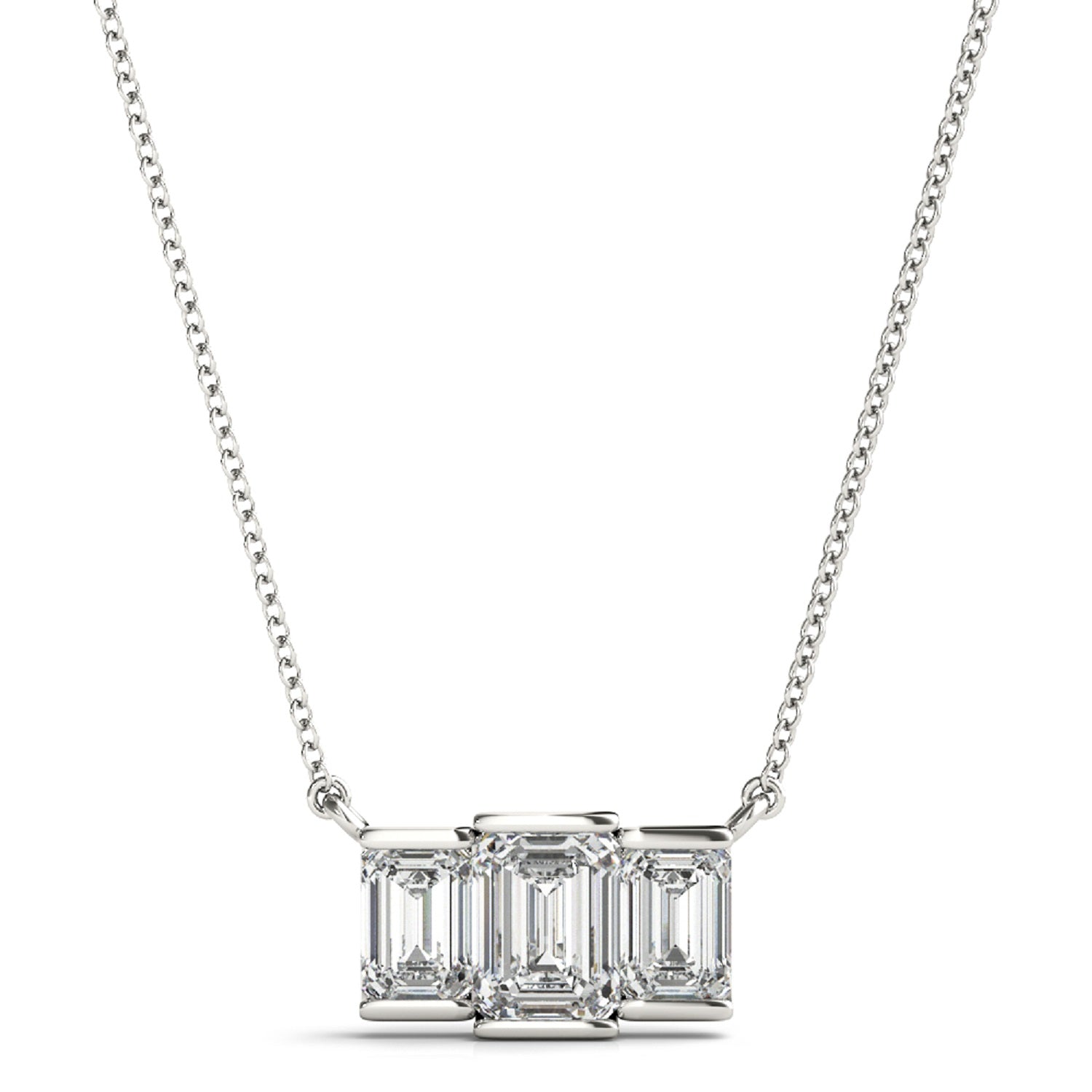 1.00 Ct FG/VVS1 Emerald Cut Diamond Pendant Necklace In 14K White Rose And Yellow Gold