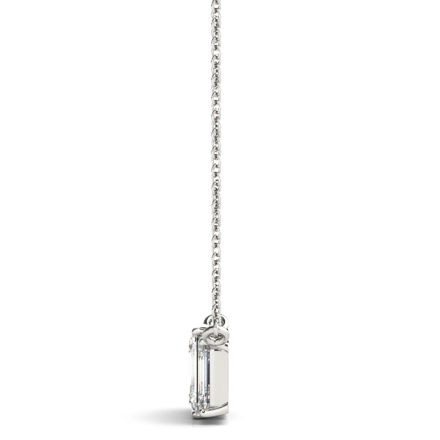 1.00 Ct FG/VVS1 Emerald Cut Diamond Pendant Necklace In 14K White Rose And Yellow Gold