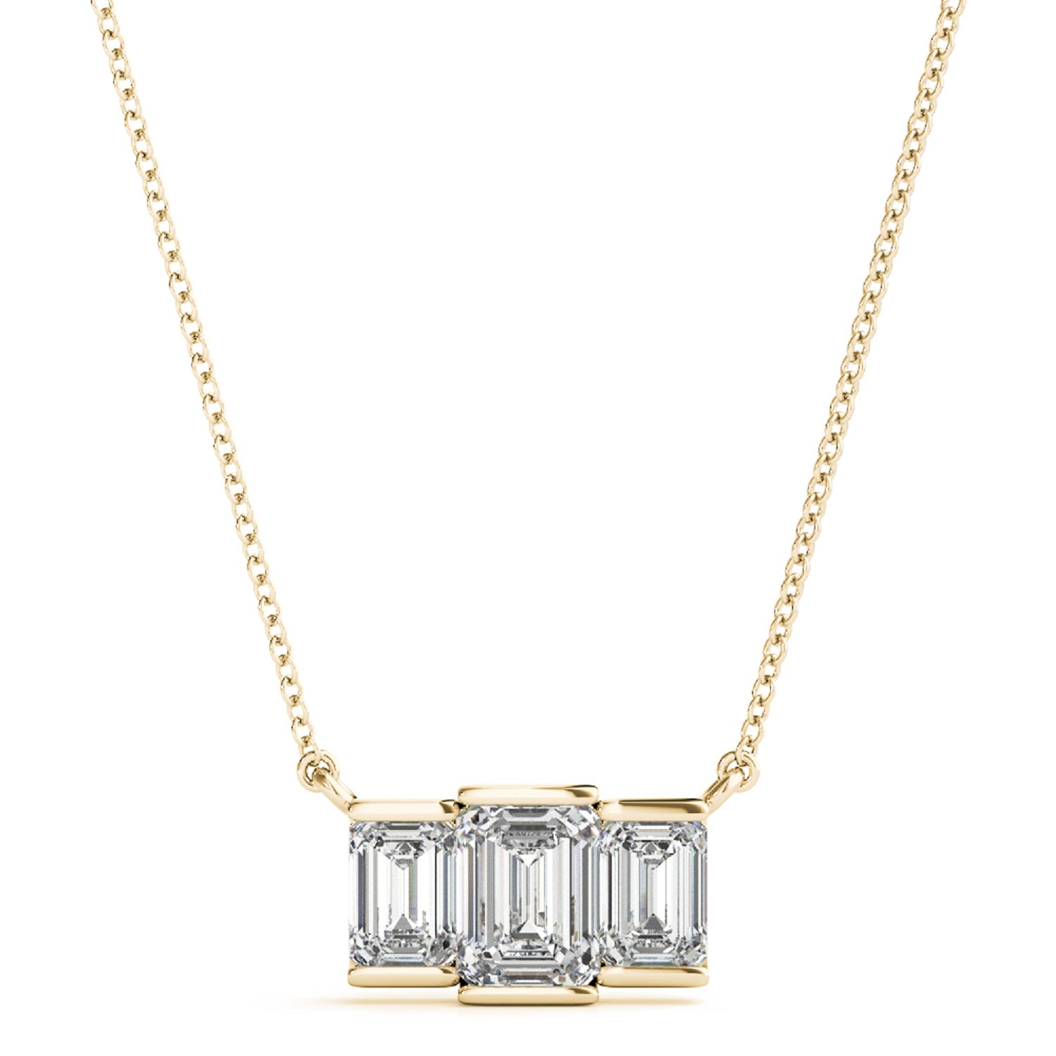 1.00 Ct FG/VVS1 Emerald Cut Diamond Pendant Necklace In 14K White Rose And Yellow Gold