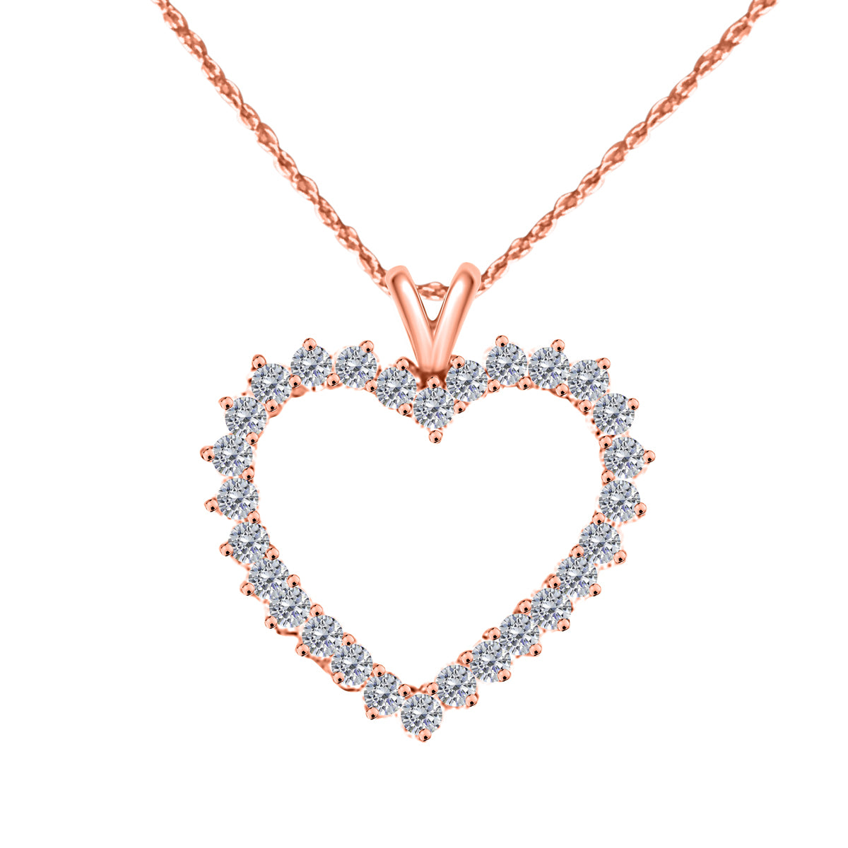 2.00 Carat Lab Grown Diamond Heart Shape Pendant Necklace For Women's In 10K Rose Gold With 18" Box Chain