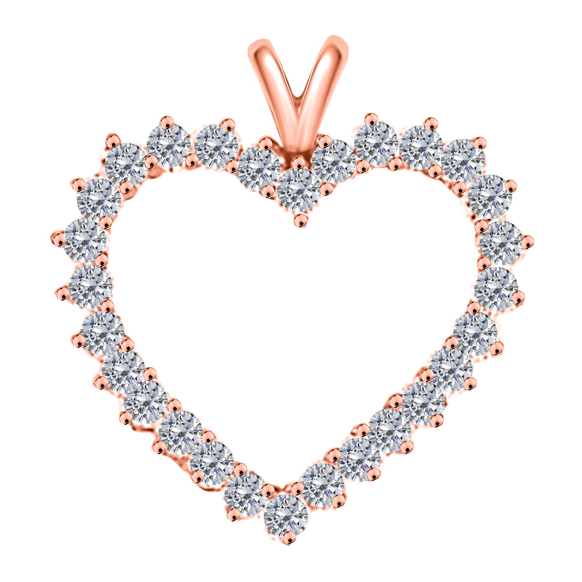 2.00 Carat Lab Grown Diamond Heart Shape Pendant Necklace For Women's In 10K Rose Gold With 18" Box Chain