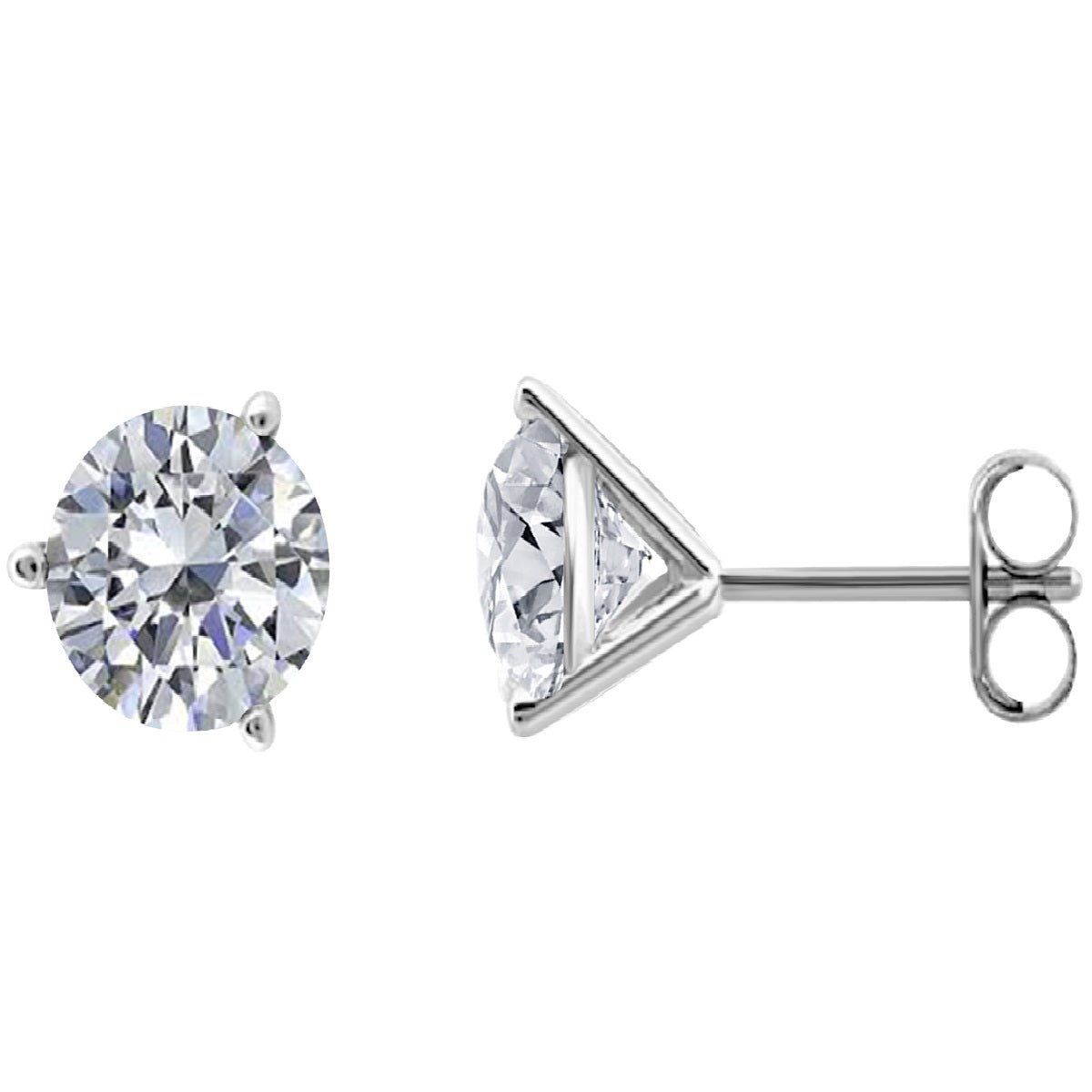 Earrings 0.10 Ct - 1.00 Ct Lab Grown Diamond Martini Stud 14K White Gold