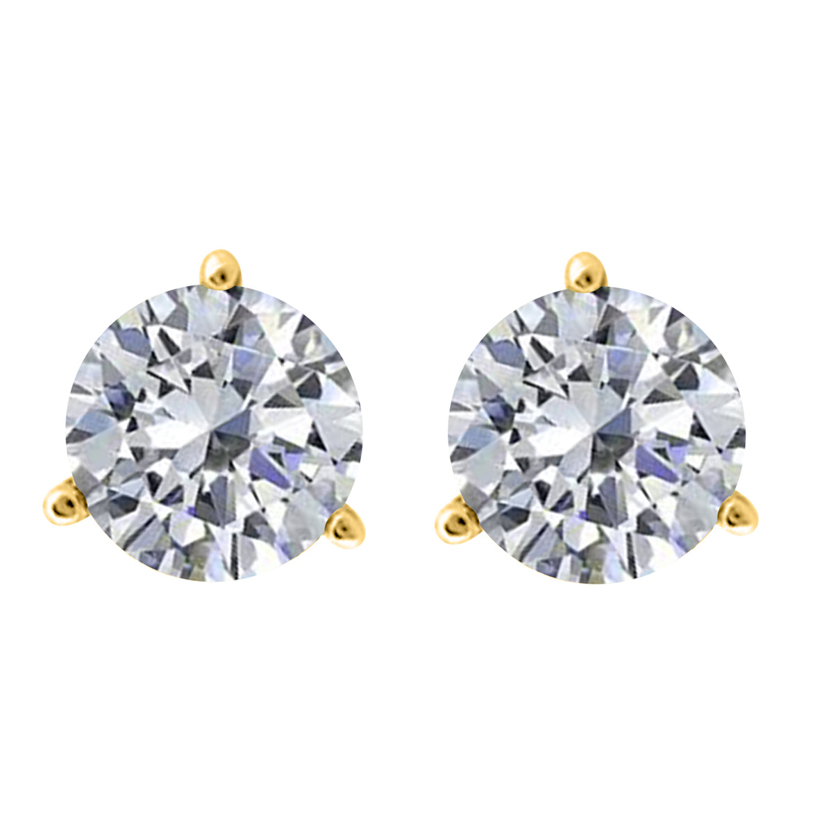 Earrings 0.10 Ct - 1.00 Ct Lab Grown Diamond Martini Stud 14K Yellow Gold