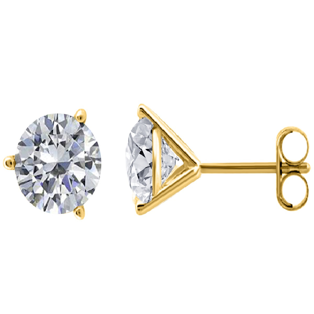 Earrings 0.10 Ct - 1.00 Ct Lab Grown Diamond Martini Stud 14K Yellow Gold