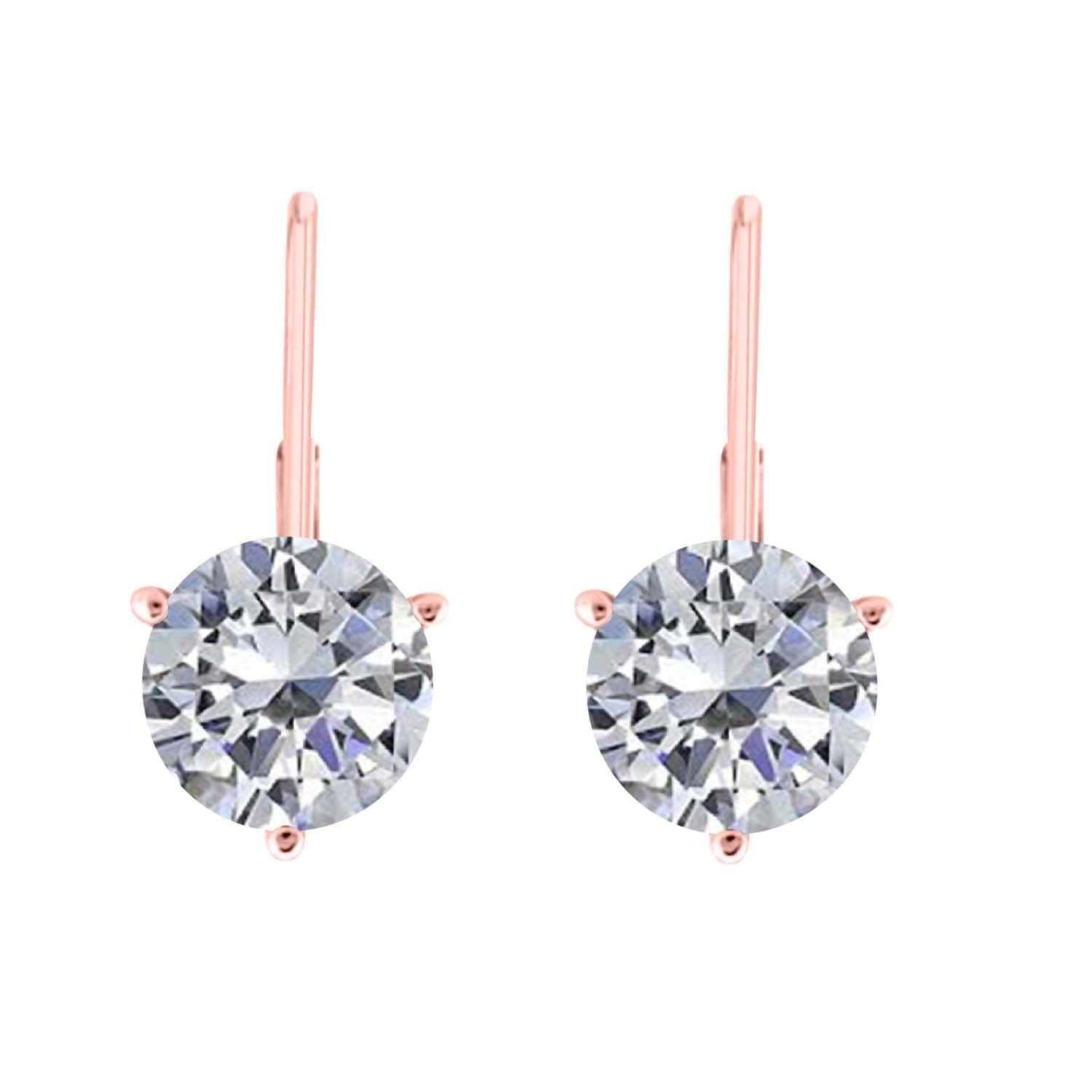Dangle Earrings 0.75 Ct Round Martini In 14K Gold