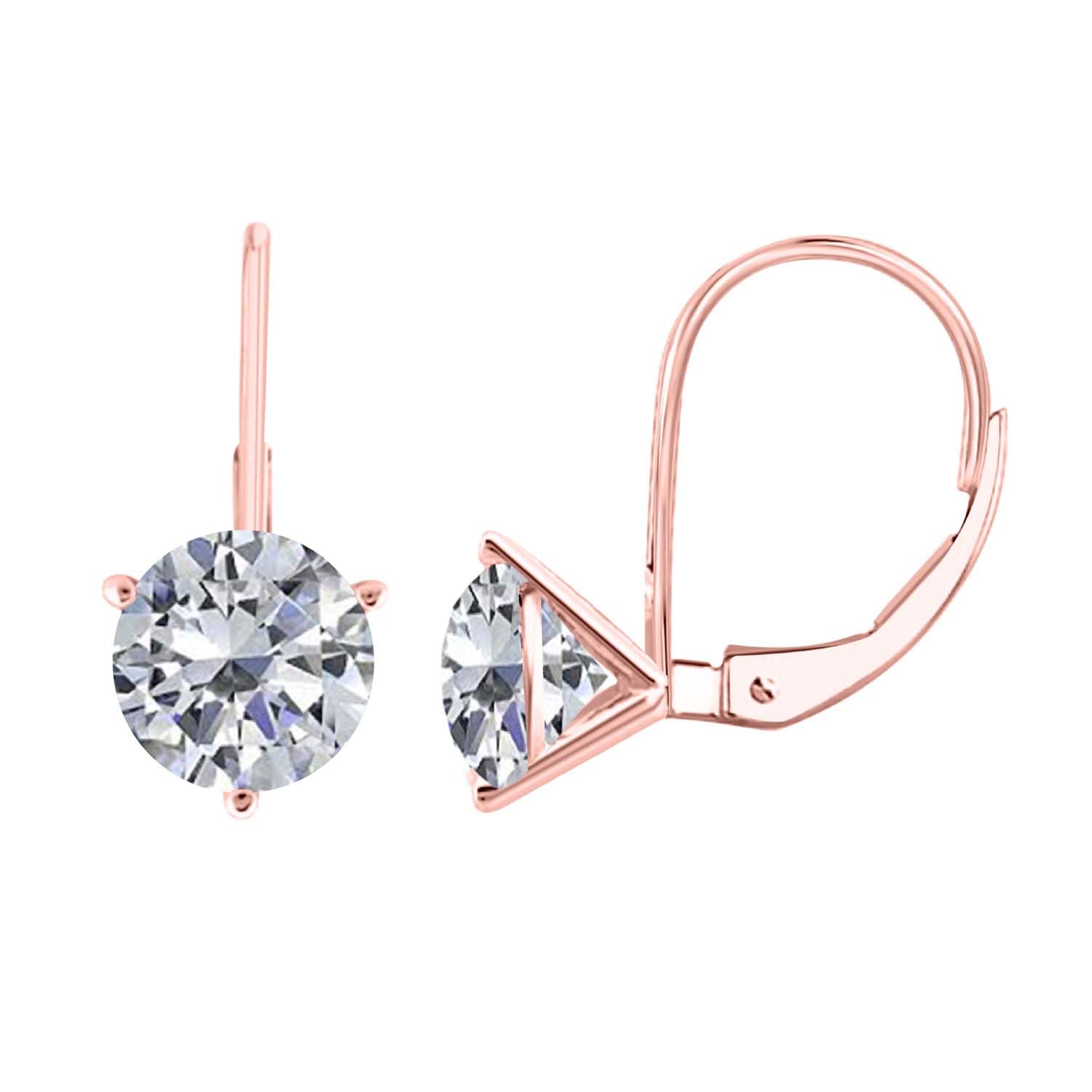 1.00 Ct Diamond Martini Leverback Earrings Gold