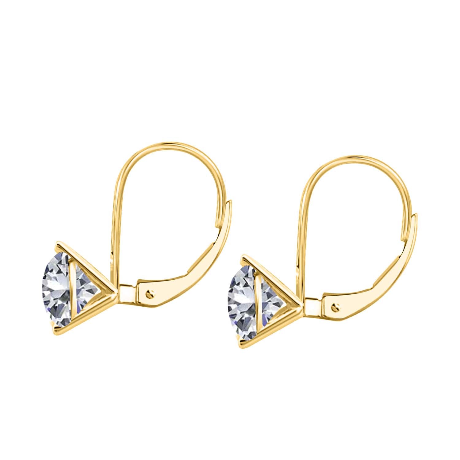0.40 Carat Brilliant Round Diamond Dangle Earrings In 14K White And Yellow Gold