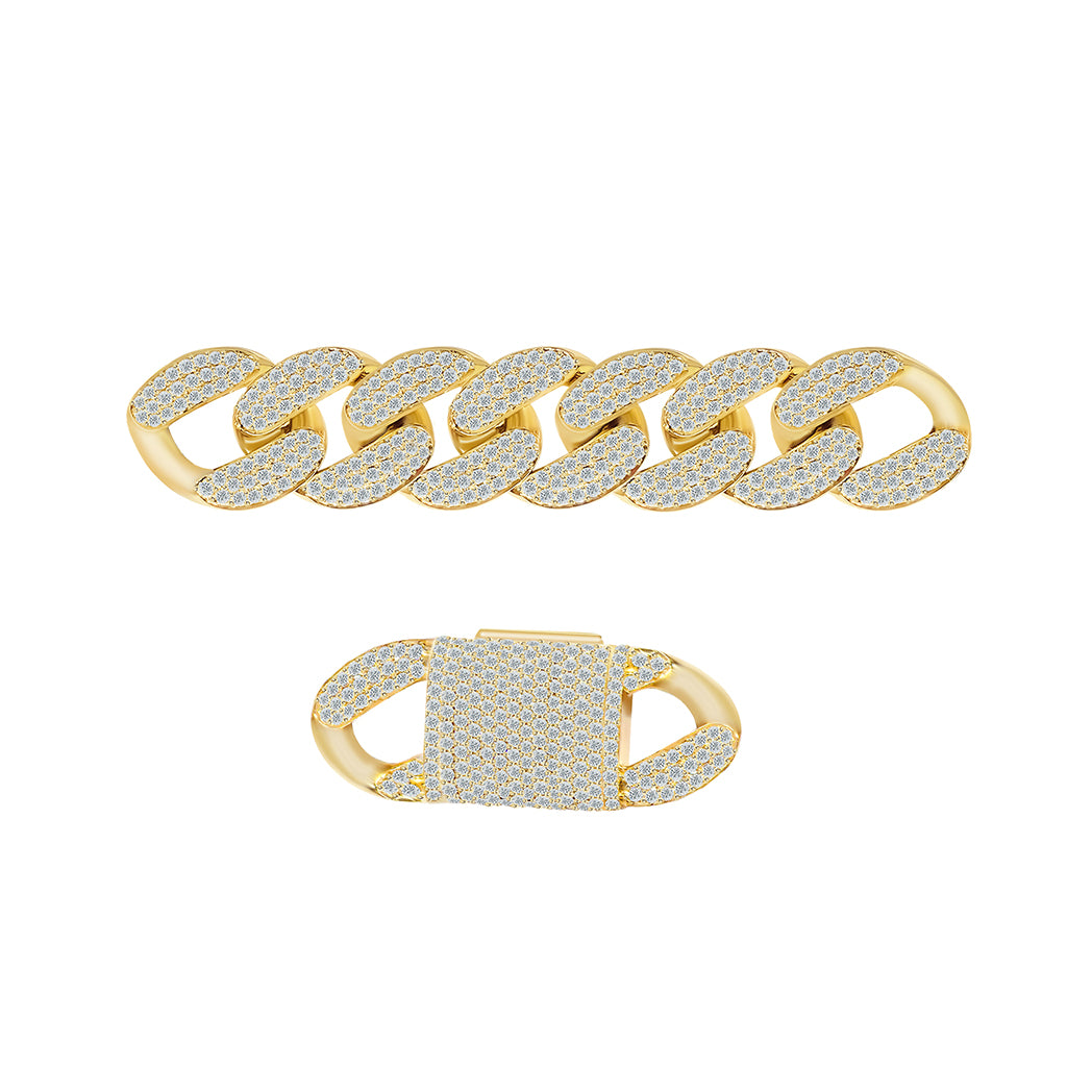 8.50 Ct Natural Diamond 14K Yellow Gold CUBAN 8 inch Bracelet For Mens