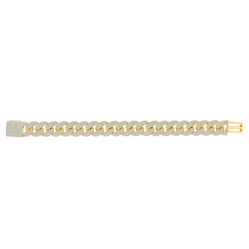 8.50 Ct Natural Diamond 14K Yellow Gold CUBAN 8 inch Bracelet For Mens