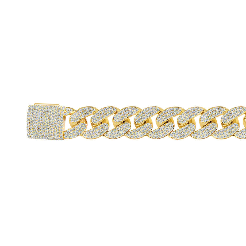 8.50 Ct Natural Diamond 14K Yellow Gold CUBAN 8 inch Bracelet For Mens