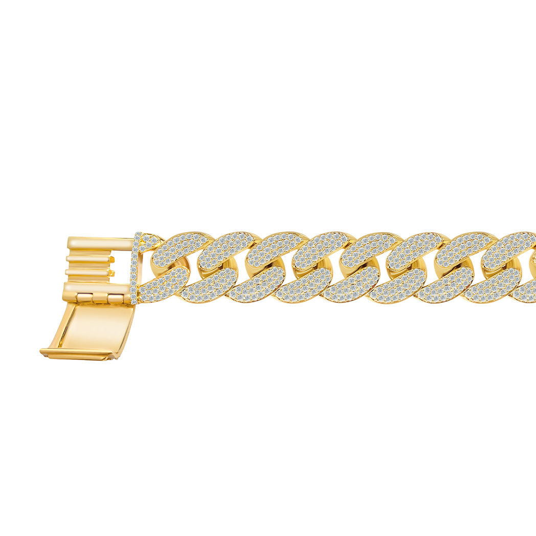 8.50 Ct Natural Diamond 14K Yellow Gold CUBAN 8 inch Bracelet For Mens