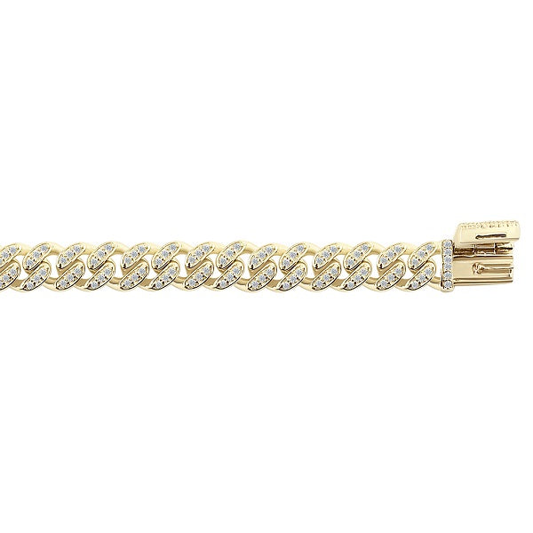 3/4 Ct Natural GH/VVS1 Diamond Link Bracelet For Men's In 14K Solid Yellow Gold
