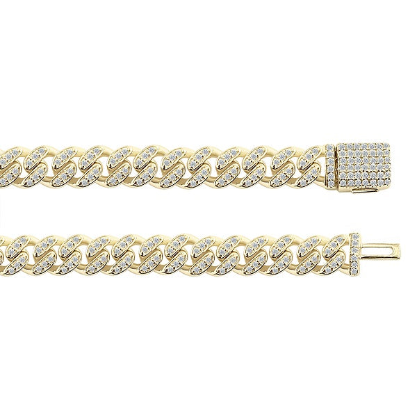 3/4 Ct Natural GH/VVS1 Diamond Link Bracelet For Men's In 14K Solid Yellow Gold