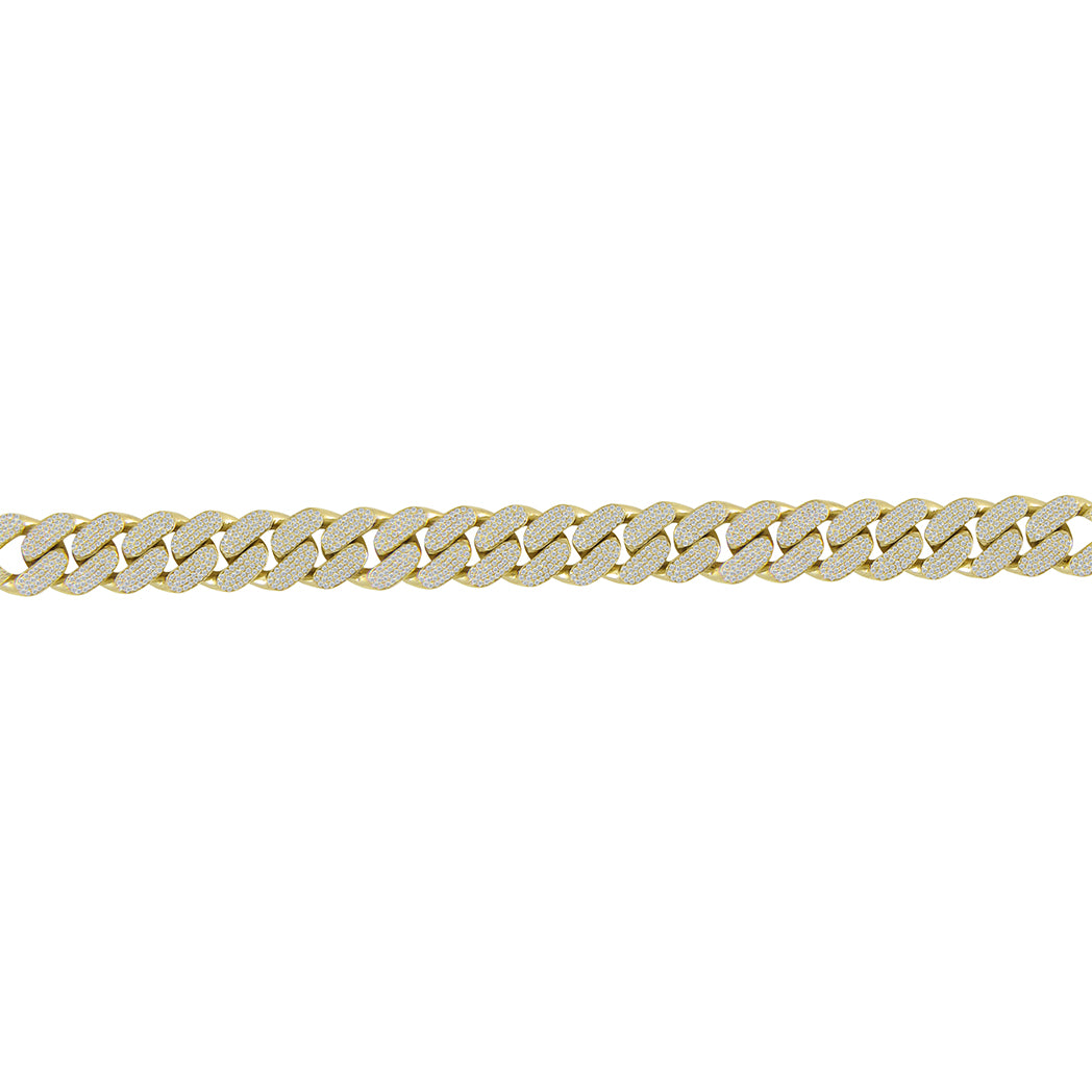 3.88 Ct Natural Diamond Cuban Link Chain Bracelet In 14K Solid Yellow Gold