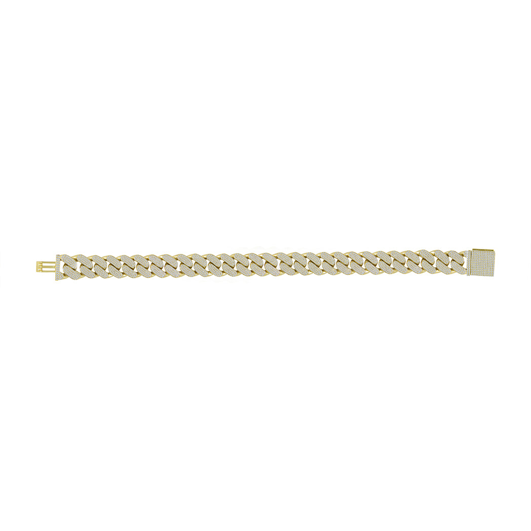 3.88 Ct Natural Diamond Cuban Link Chain Bracelet In 14K Solid Yellow Gold