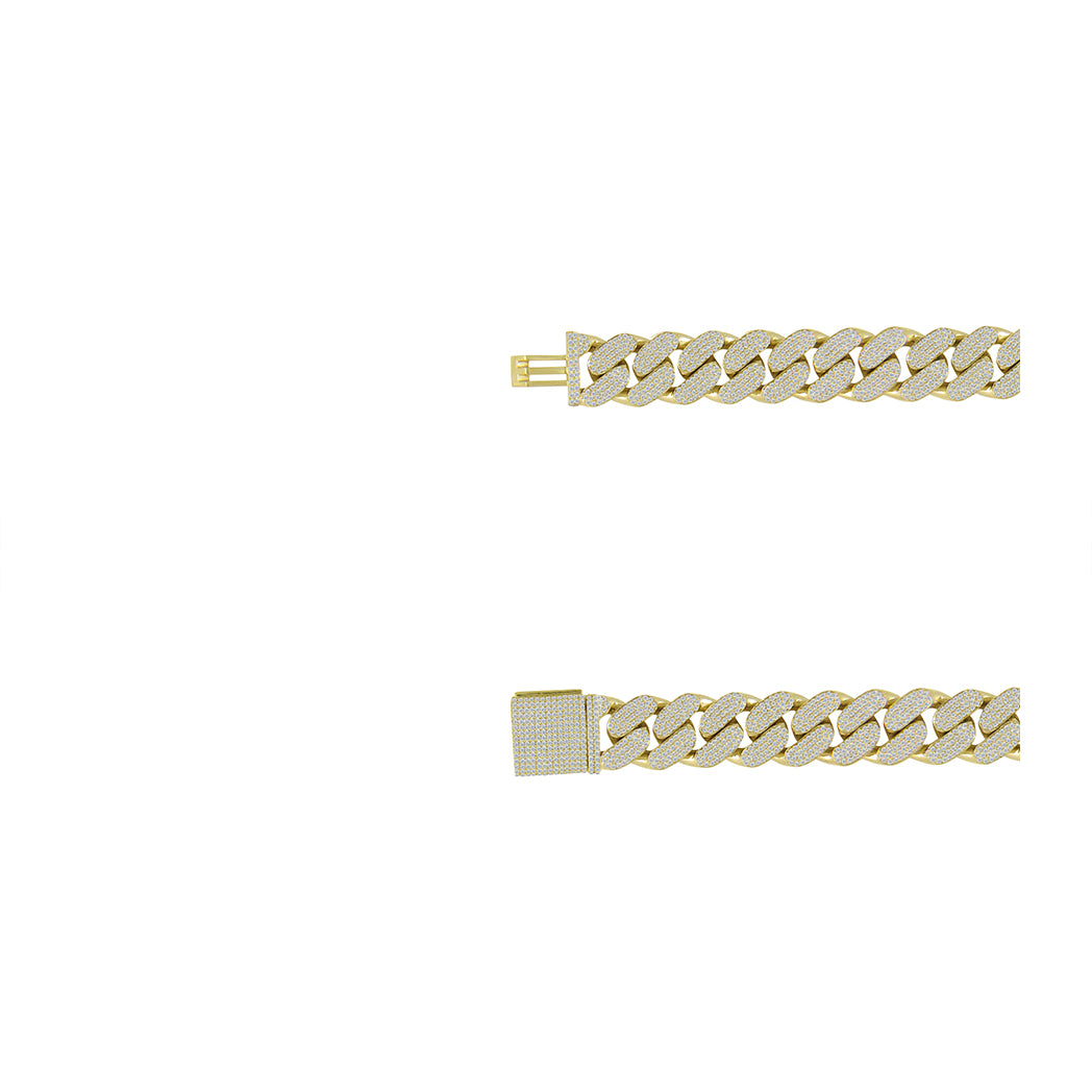 3.88 Ct Natural Diamond Cuban Link Chain Bracelet In 14K Solid Yellow Gold