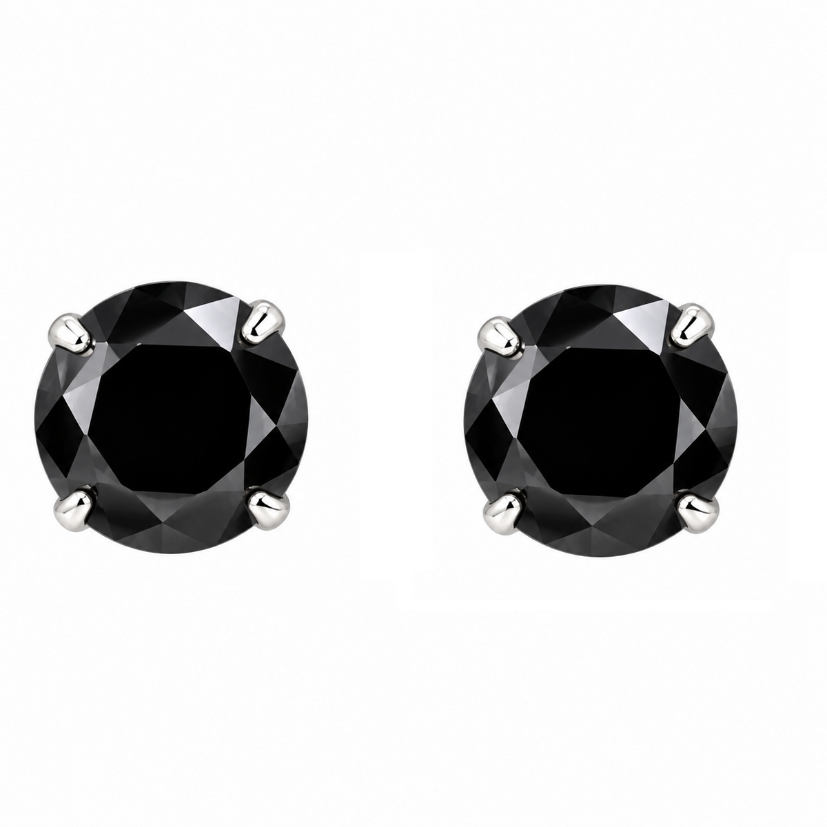 14K Gold GRA Certified D-VVS1 Round Black Moissanite Push Back Studs Earrings