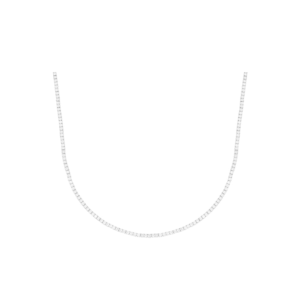 5.10 Ct Natural Brilliant Cut Diamond GH/SI Tennis Necklace In 14K White Gold