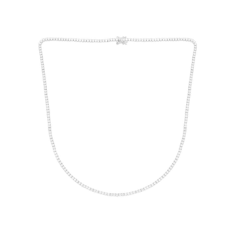 5.10 Ct Natural Brilliant Cut Diamond GH/SI Tennis Necklace In 14K White Gold