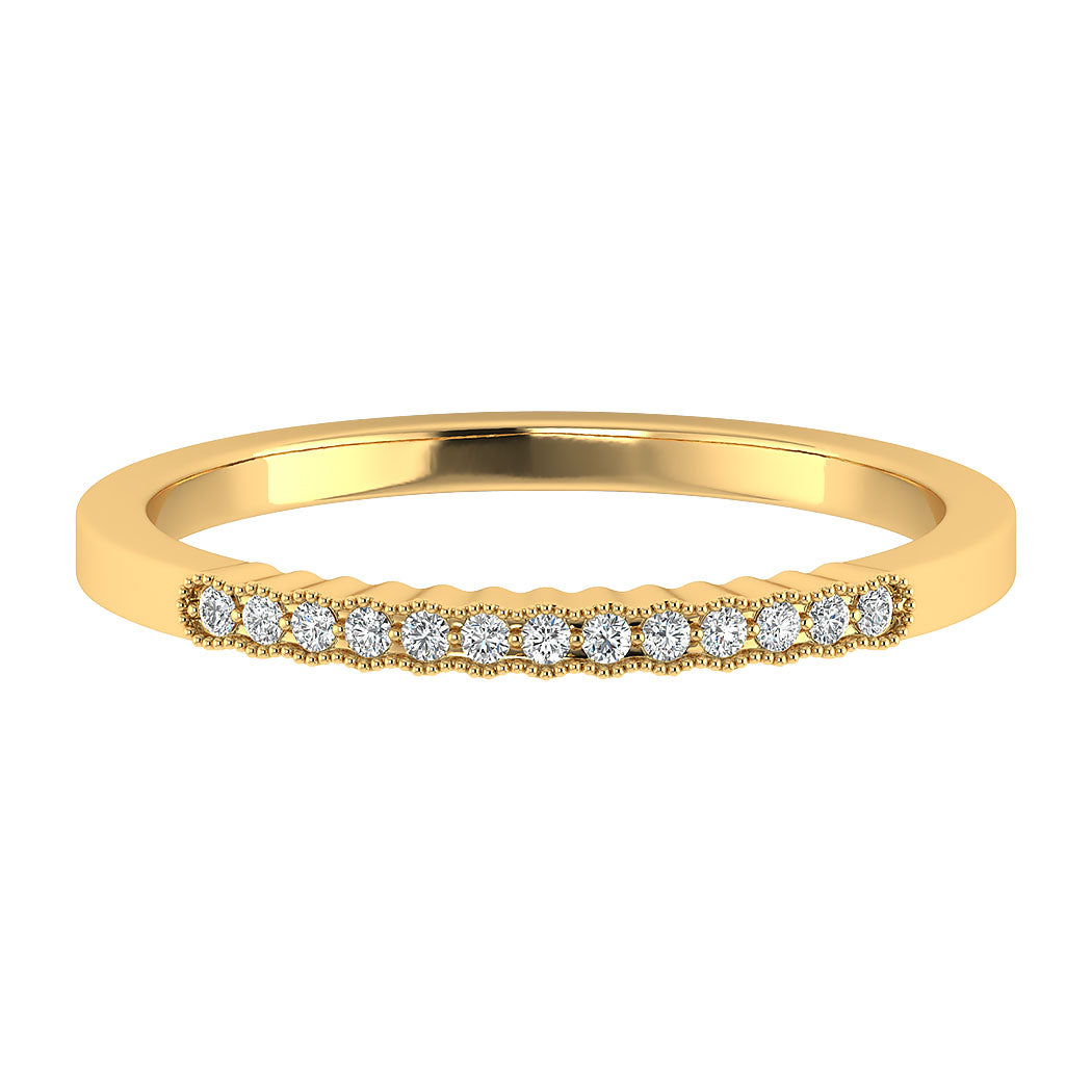 0.07 Ct Diamond 14K Gold Wedding Band Women Jewelry