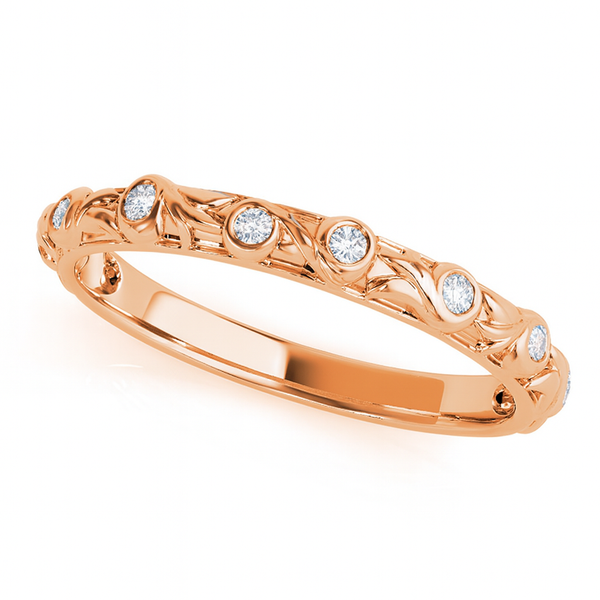0 07 Ct Bezel Diamond Wedding Band 14k Rose Gold Jewelry