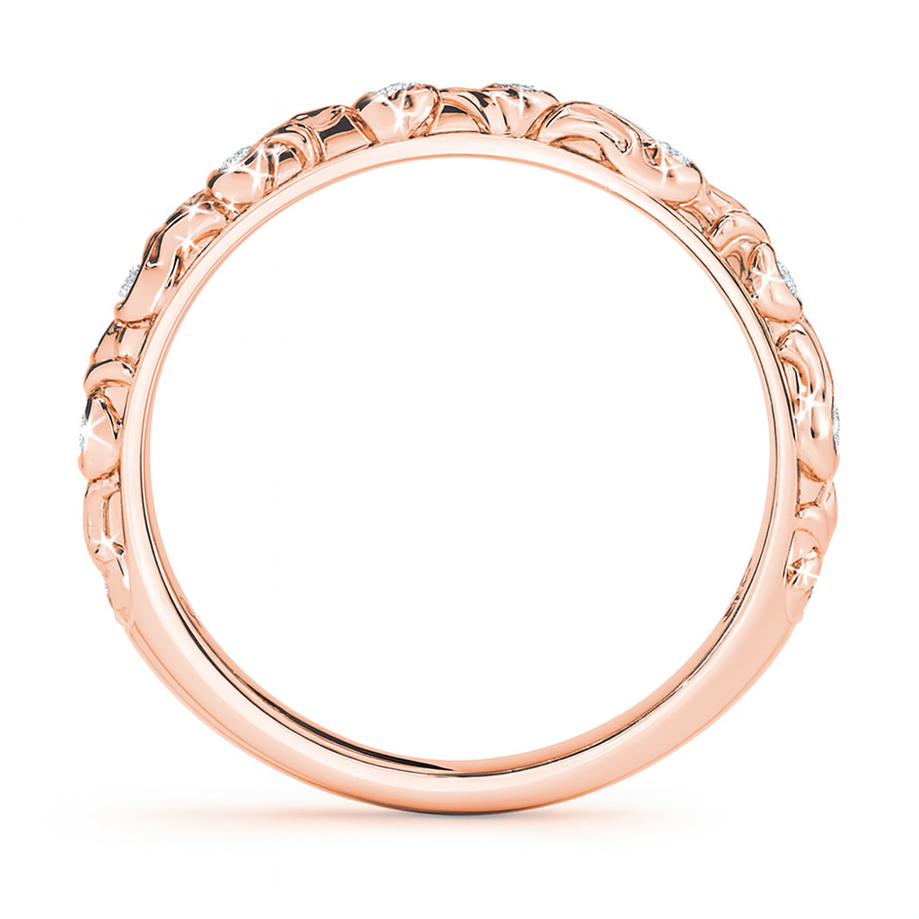 0.07 Ct Bezel Diamond Wedding Band 14K Rose Gold Jewelry