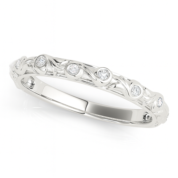 0 07 Ct Bezel Diamond Wedding Band 14k White Gold Jewelry