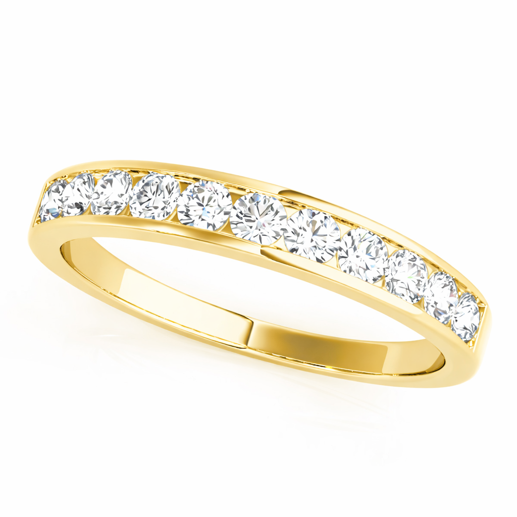 0.50CT 14K Yellow Gold Diamond Channel Wedding Band Women Jewelry