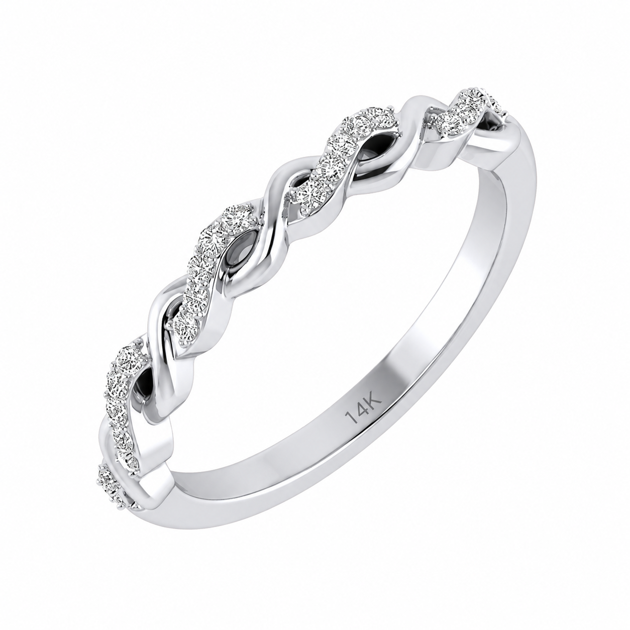 0.11Ct Diamond Twisted Infinity Ring in 14K Solid Gold for Women