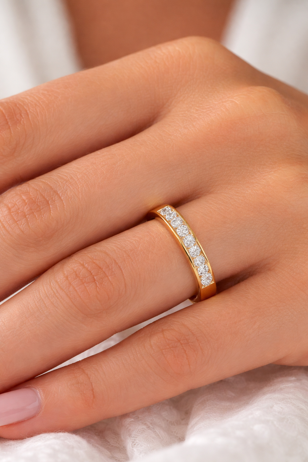 1/4 Ct Diamond Channel Set Wedding Band 14K Gold