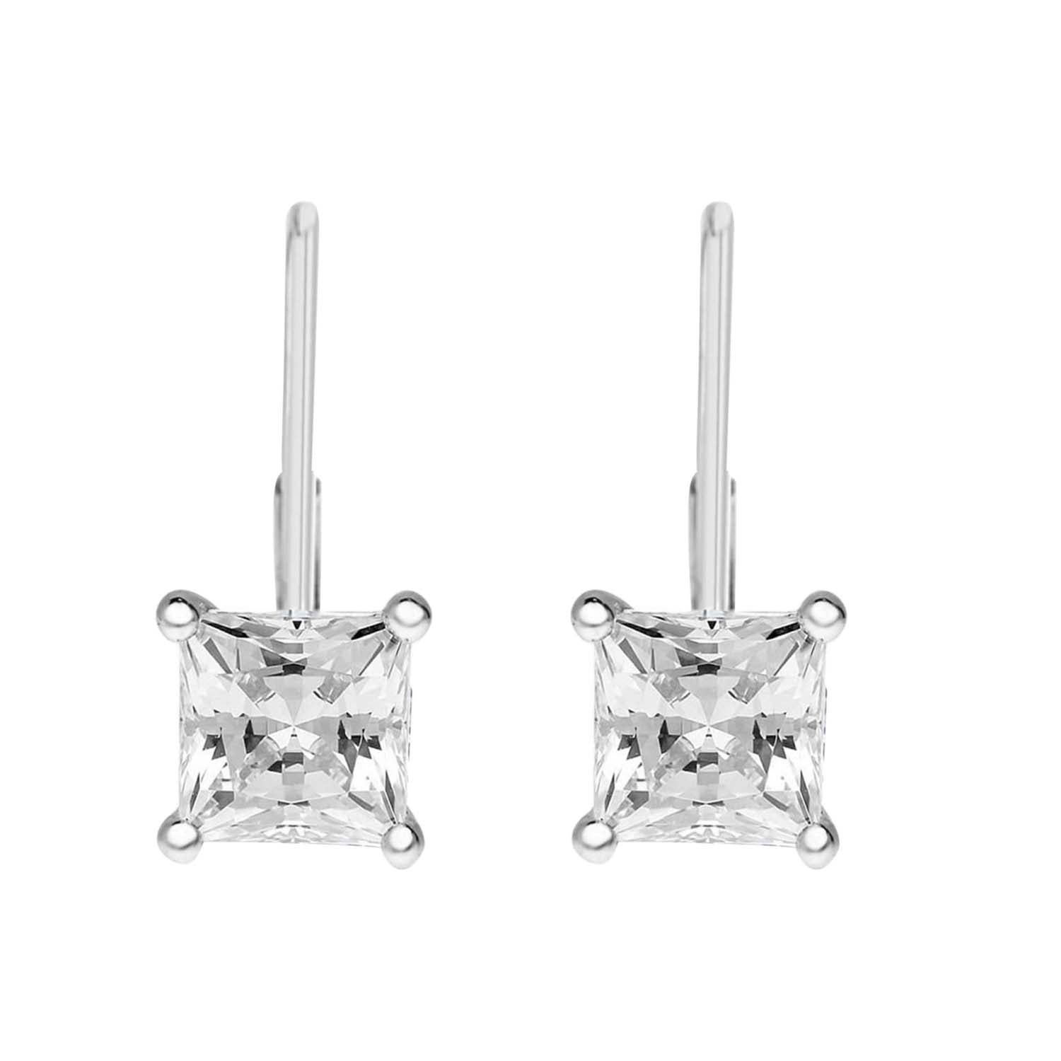 0.20 Ct FG/VVS1 Princess Diamond Dangle Earrings In 14k Yellow And White Gold