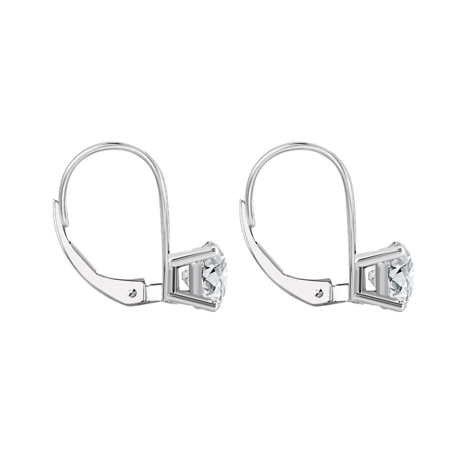 0.25Ct Princess Diamond Dangle Leverback Earrings In 14K Gold
