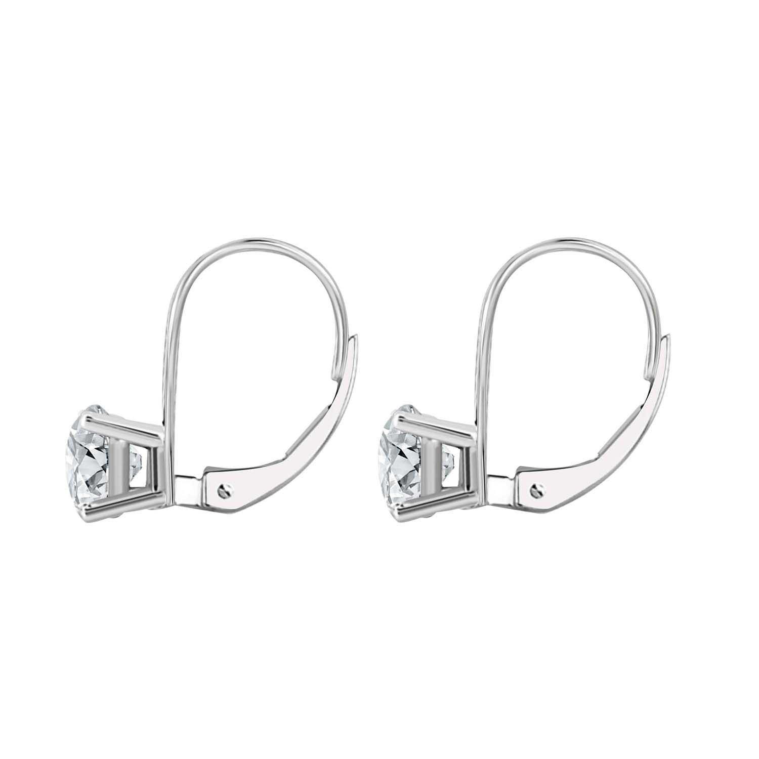 Dangle Earrings 0.20CT FG/VVS1 Diamond Leverback In 14K Solid Gold