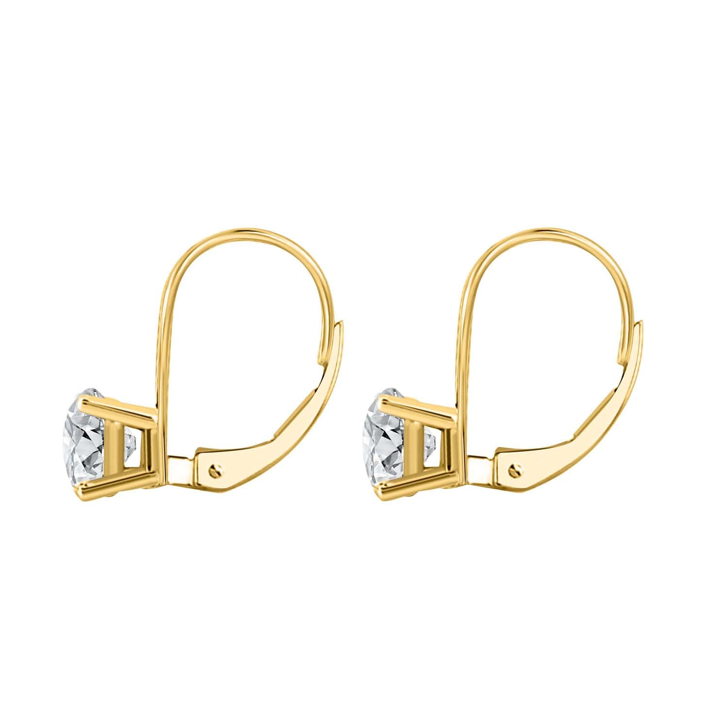 Dangle Earrings 0.20CT FG/VVS1 Diamond Leverback In 14K Solid Gold