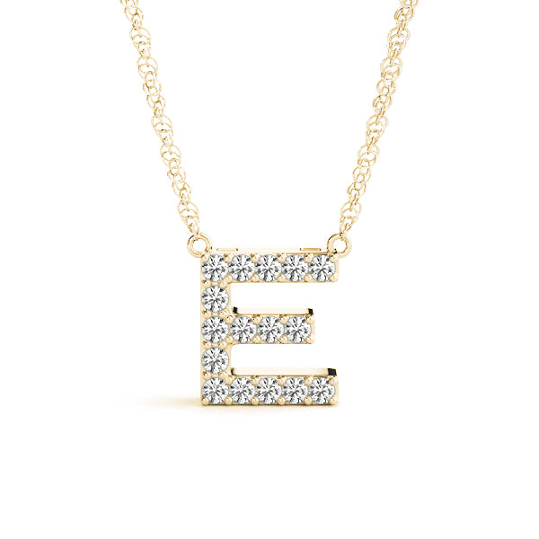0.08 Ct 14K White/ Yellow & Pink Gold Lab Grown Diamond Letter E Pendant Necklace With Gold Plated Sterling Silver Chain