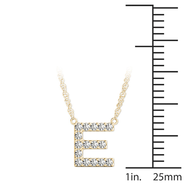0.08 Ct 14K White/ Yellow & Pink Gold Lab Grown Diamond Letter E Pendant Necklace With Gold Plated Sterling Silver Chain