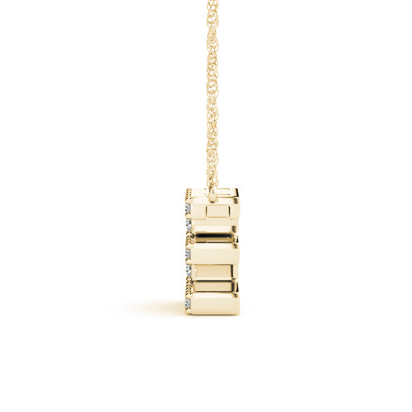 0.08 Ct 14K White/ Yellow & Pink Gold Lab Grown Diamond Letter E Pendant Necklace With Gold Plated Sterling Silver Chain