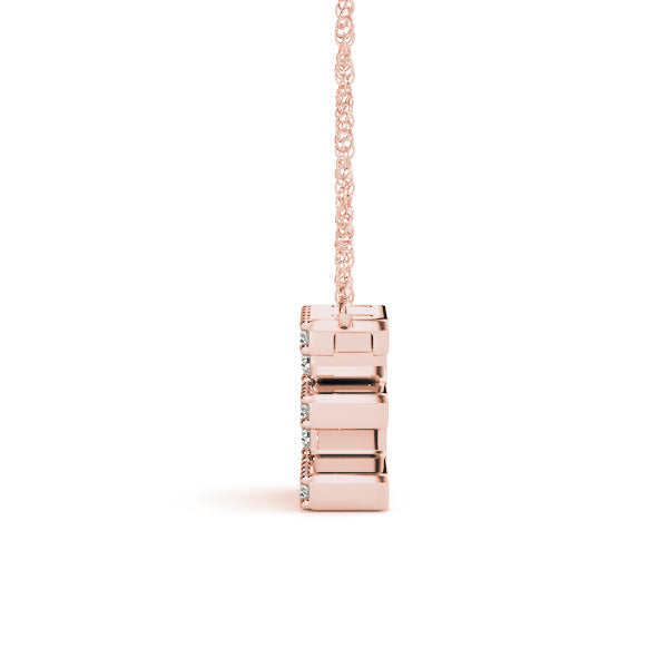 0.08 Ct 14K White/ Yellow & Pink Gold Lab Grown Diamond Letter E Pendant Necklace With Gold Plated Sterling Silver Chain