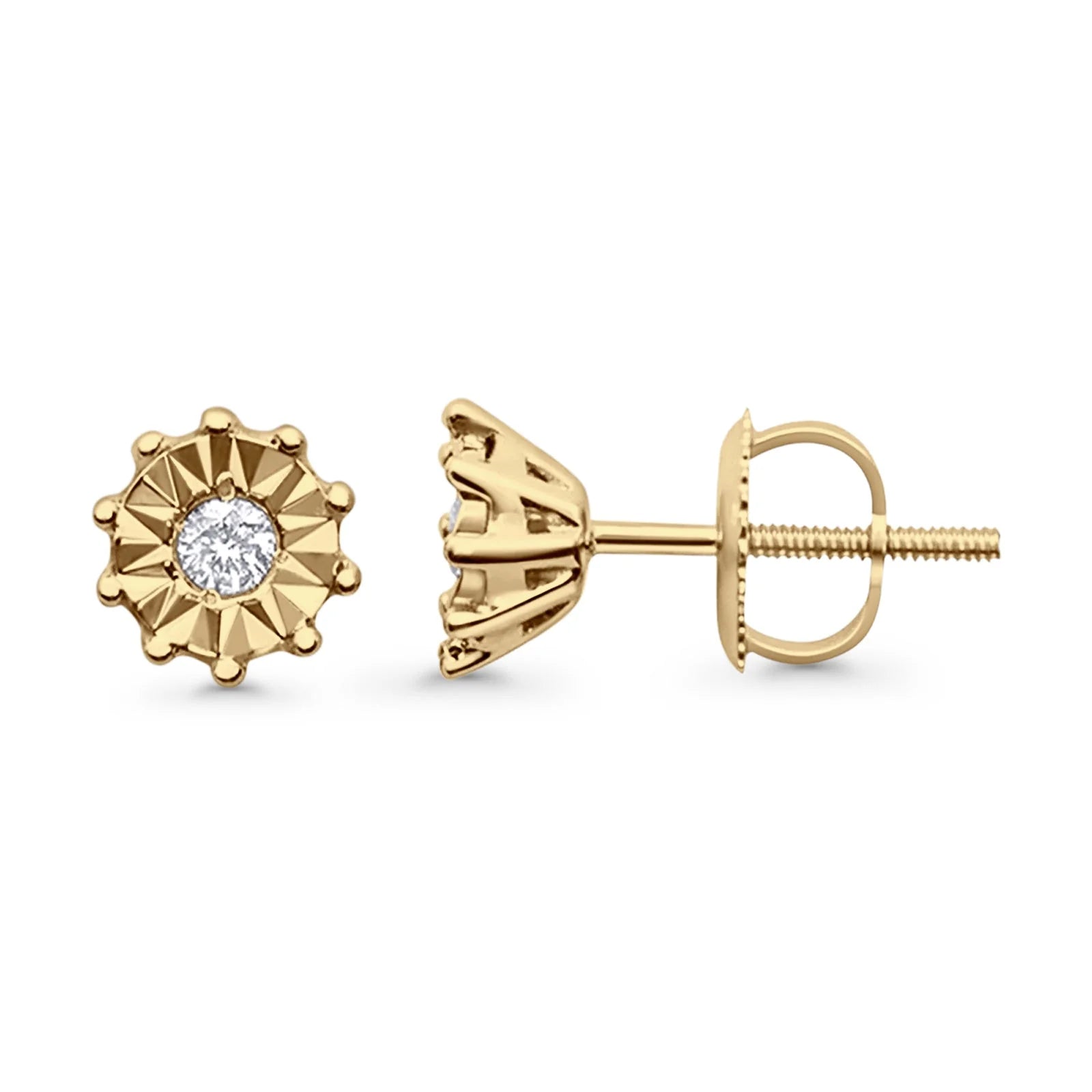 0.11 Carat  Diamond Round Stud Earrings  10K Yellow Gold Women Jewelry