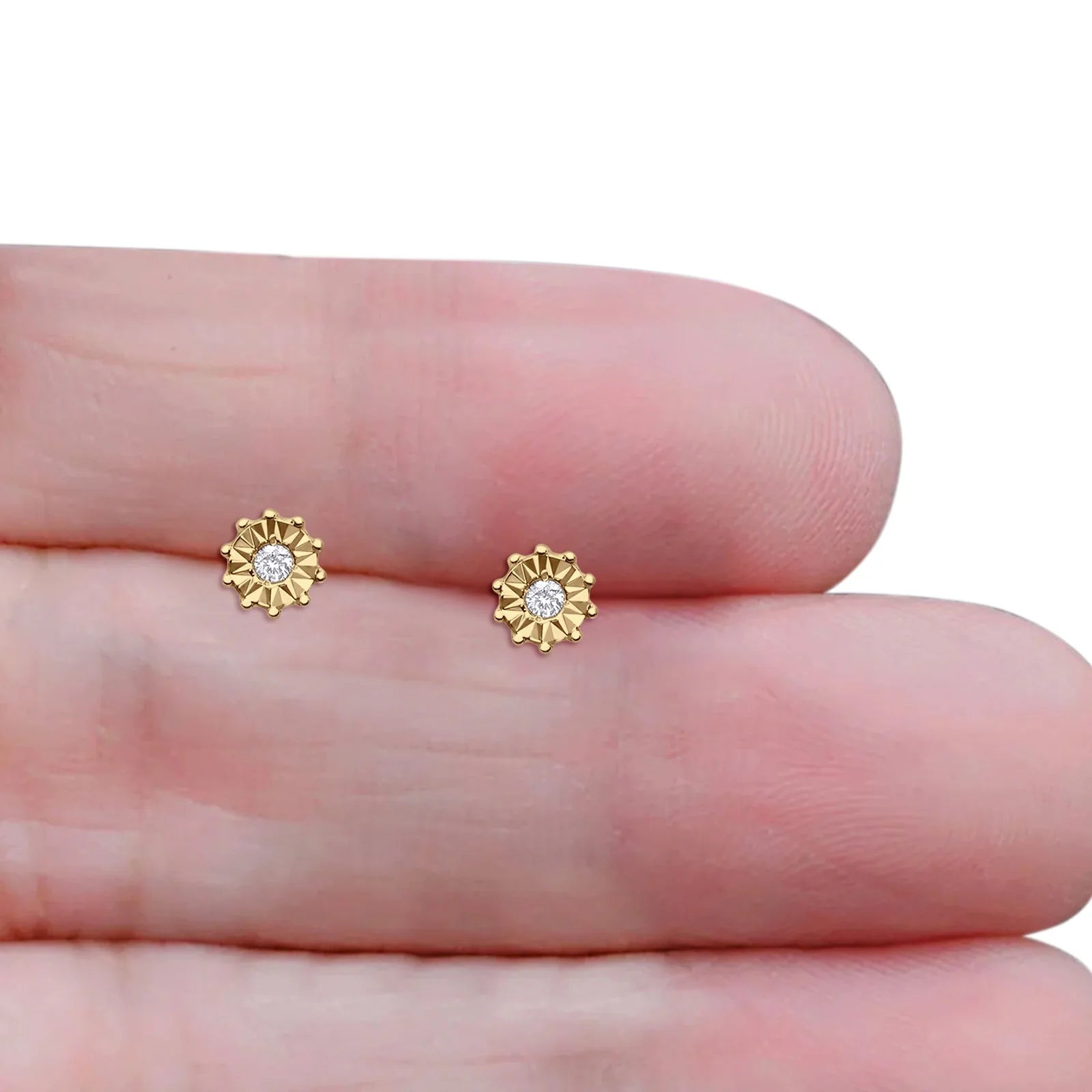 0.11 Carat  Diamond Round Stud Earrings  10K Yellow Gold Women Jewelry