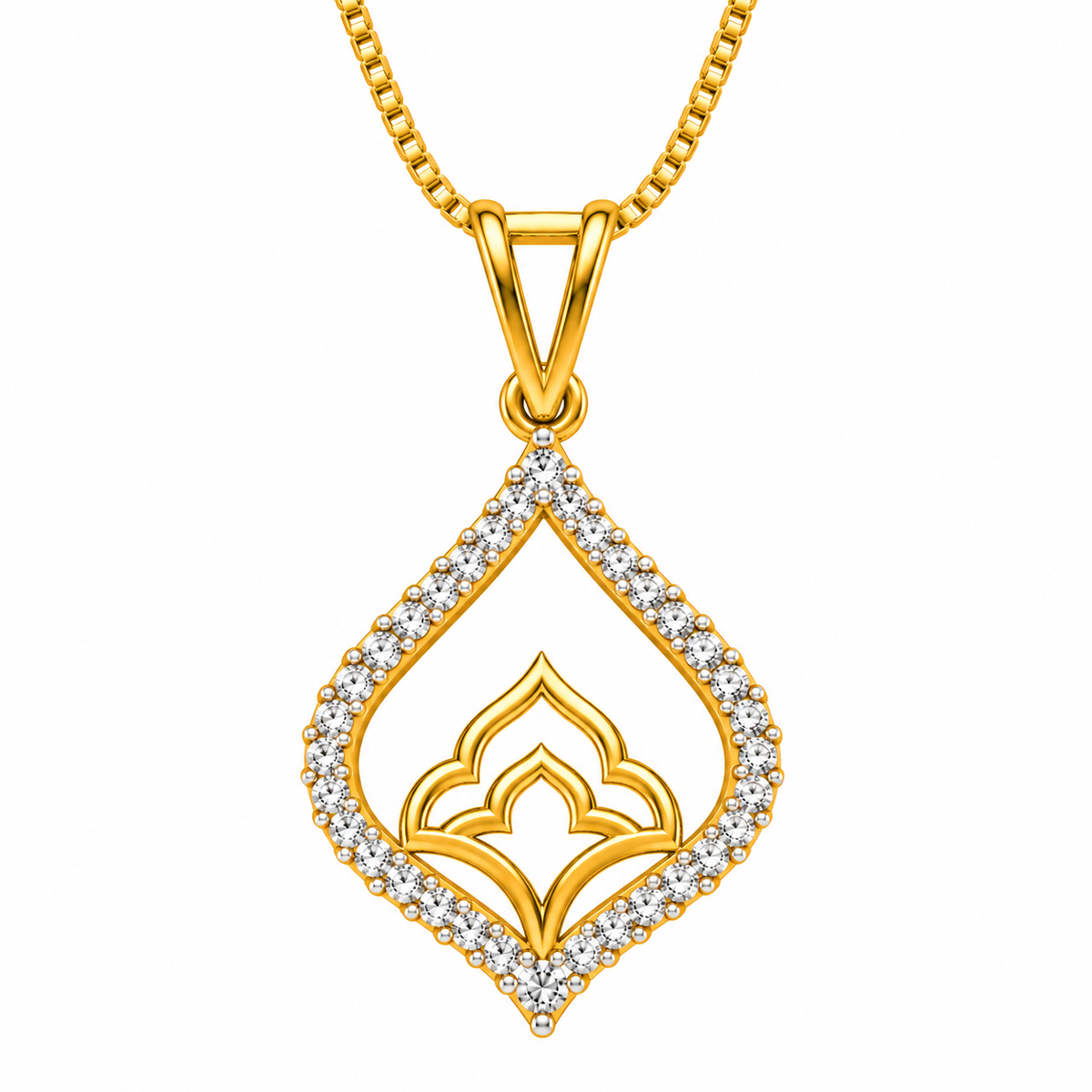 1/4 Ct Brilliant Diamond Pendant Necklace In 14K Gold With 18" Chain