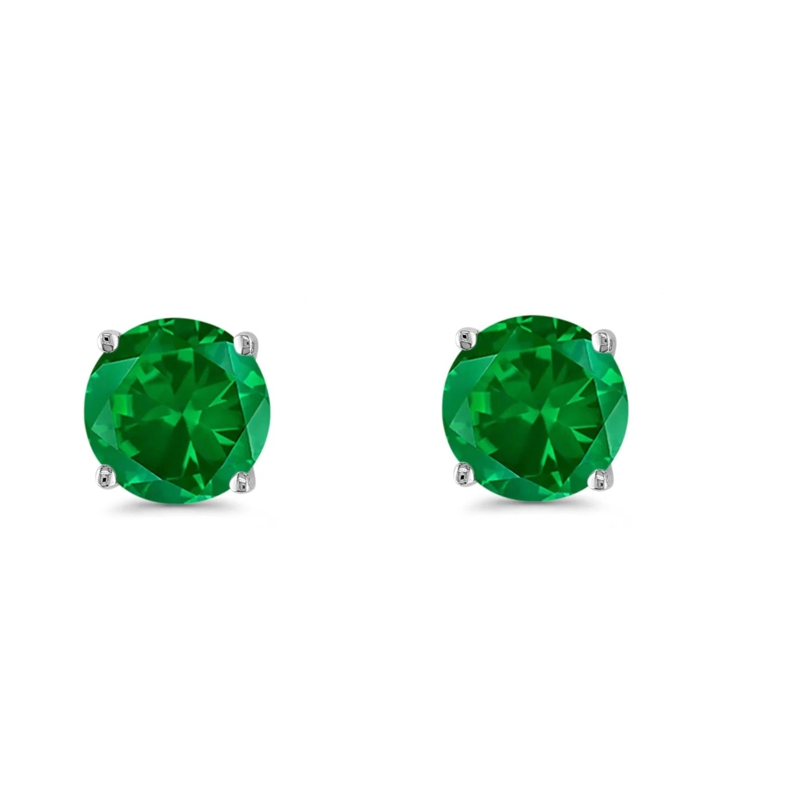 5/ 6/ 7mm Round Birthstone Stud Earrings with Push Back In 14K White Gold