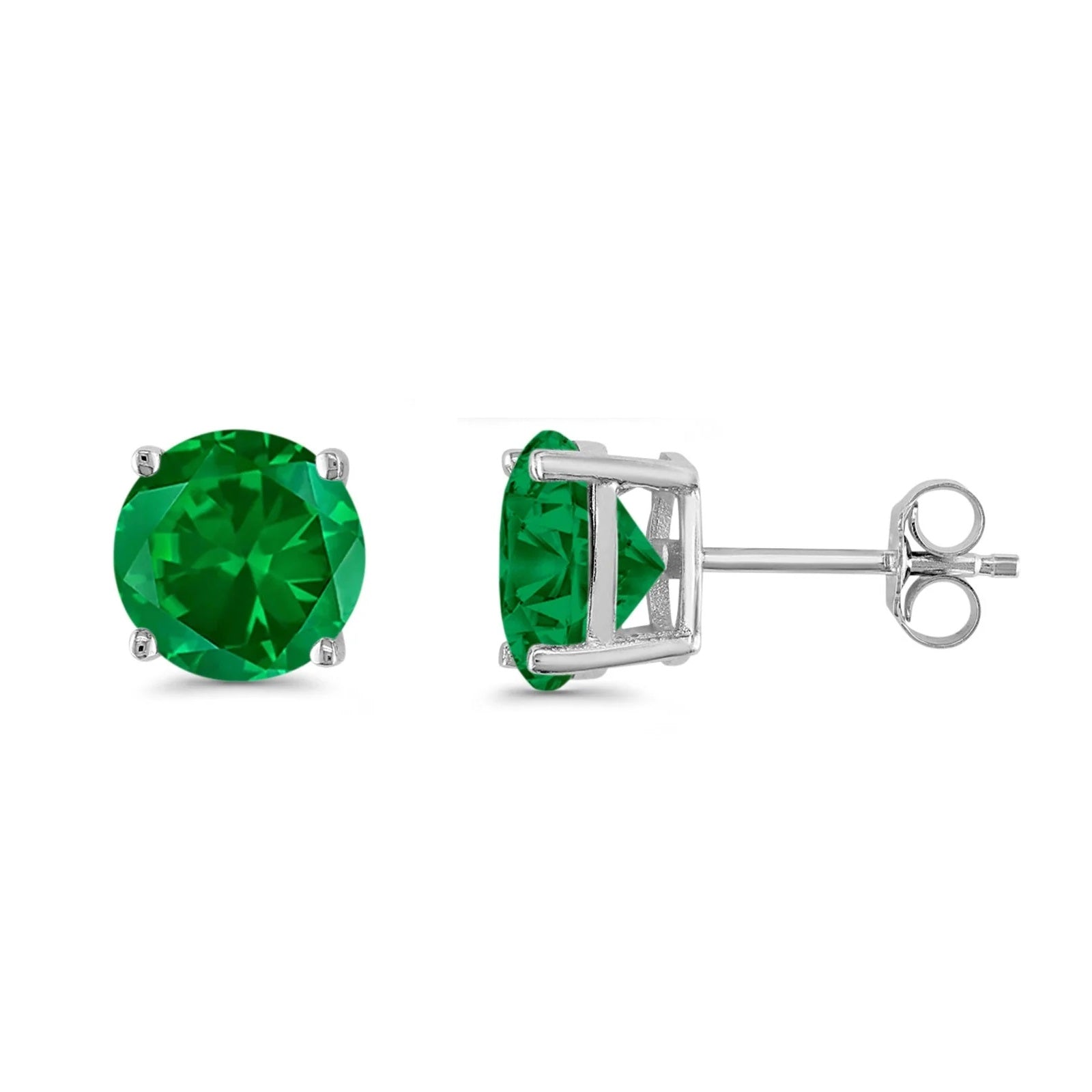 5/ 6/ 7mm Round Birthstone Stud Earrings with Push Back In 14K White Gold