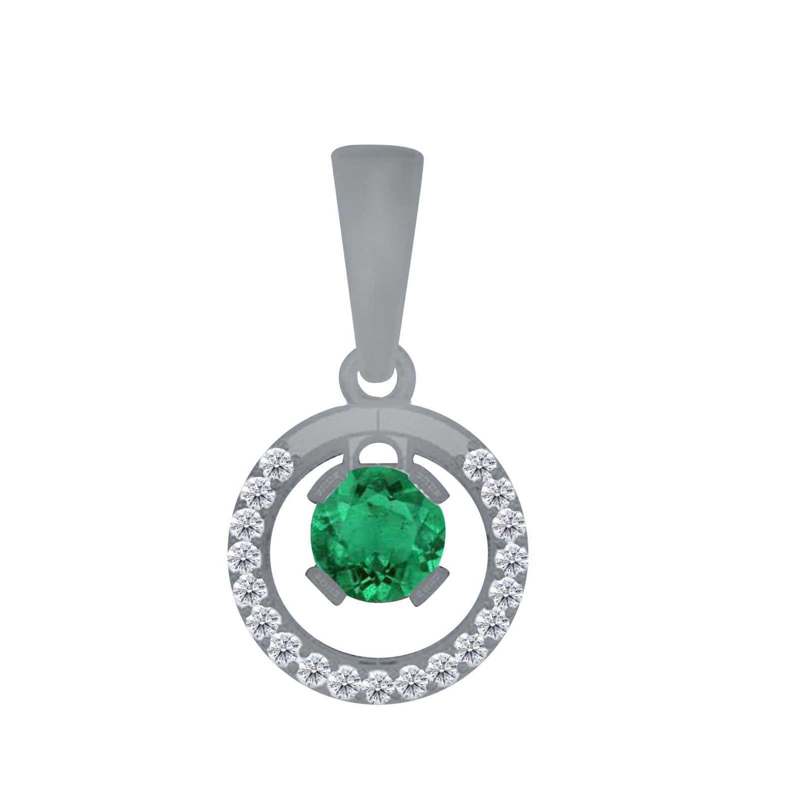 1.30  Ct Emerald Diamond Gemstone Necklace Pendant With 18" Box Chain In 14K Yellow/ White Gold