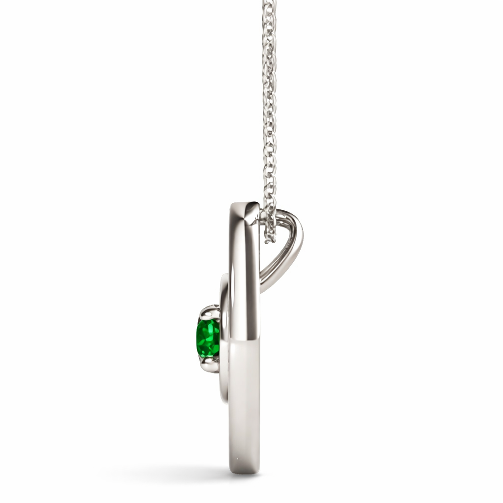 0.10CT Emerald 14K White Gold Pendant Necklace