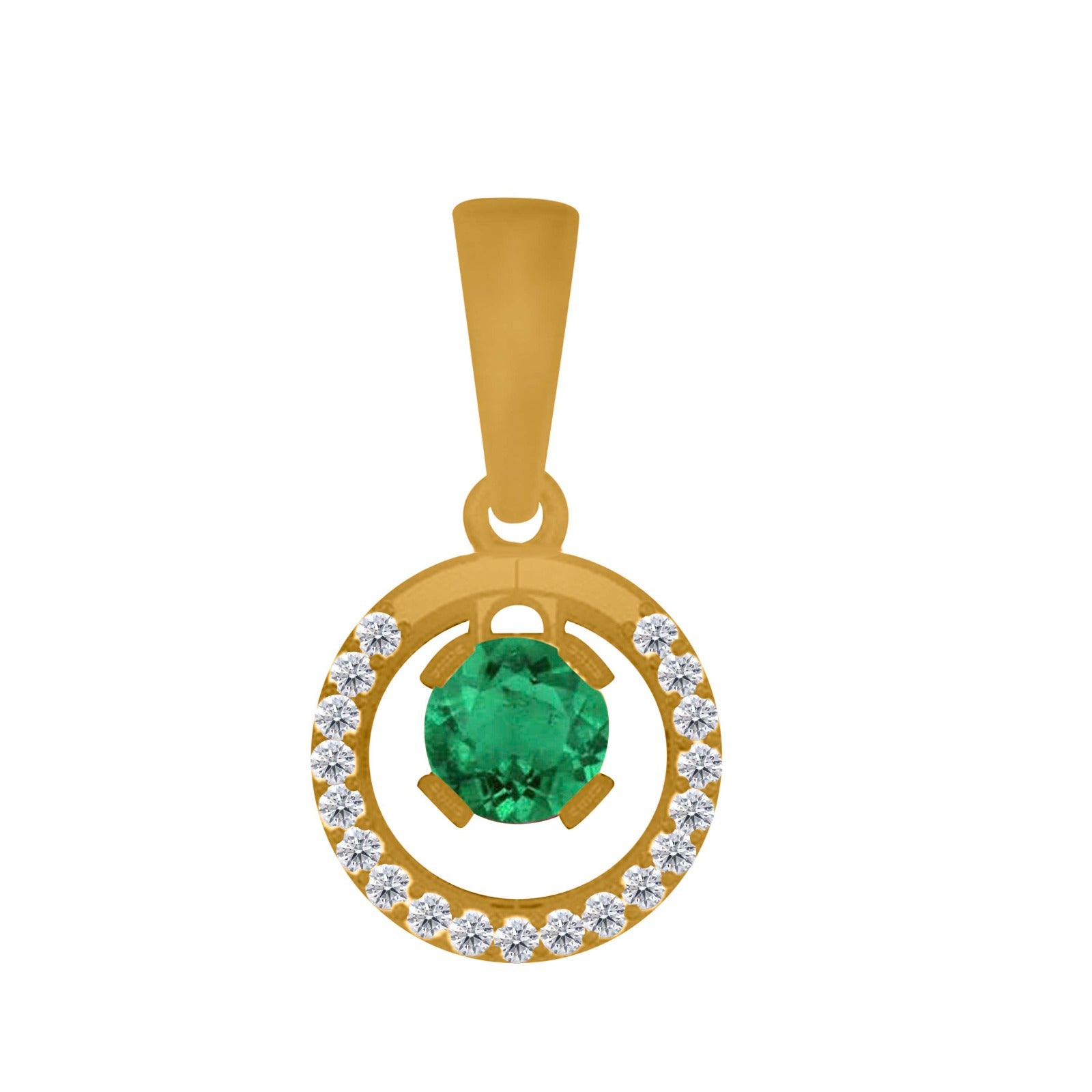 1.30  Ct Emerald Diamond Gemstone Necklace Pendant With 18" Box Chain In 14K Yellow/ White Gold