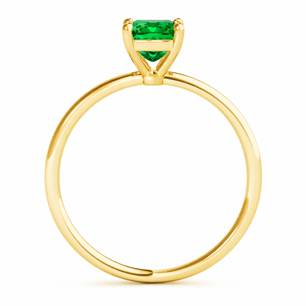 0.75 CT Emerald Solitaire Engagement Ring in 14K Solid Yellow Gold | 5mm Square Cut